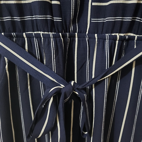 MONTEAU Sheath Dress Ruffles Stripes Blue L - Picture 4 of 6